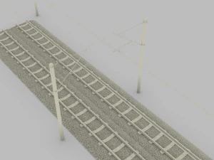 trilho de trem duplo eletrificado Modelo 3D