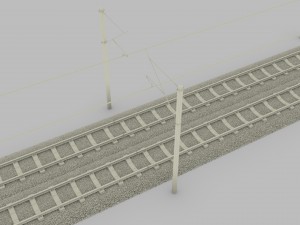 train track double electrified 3D Модель