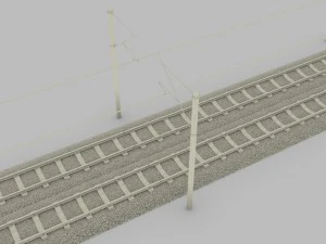 trilho de trem duplo eletrificado Modelo 3D