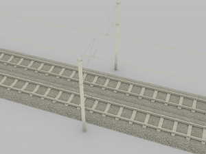 train track double electrified 3D Модель