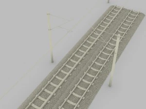 trilho de trem duplo eletrificado Modelo 3D