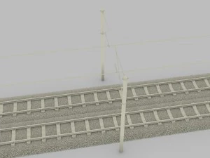 trilho de trem duplo eletrificado Modelo 3D