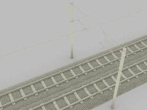 trilho de trem duplo eletrificado Modelo 3D
