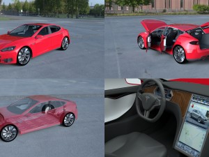 tesla model s with chassis-interior hdri 3D Model