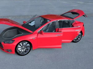 tesla model s with chassis-interior hdri 3D Model