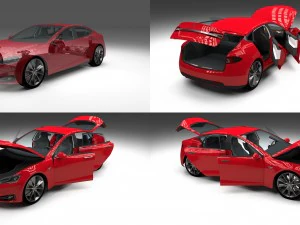 tesla model s with chassis-interior hdri 3D Model