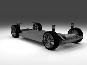 tesla model s with chassis-interior hdri Model 3D