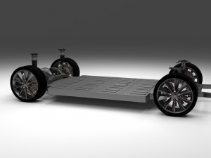 tesla model s with chassis-interior hdri Model 3D