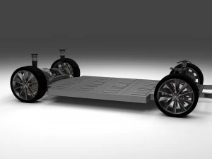 tesla model s with chassis-interior hdri 3D Model