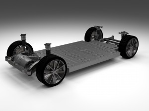tesla model s with chassis-interior hdri Model 3D