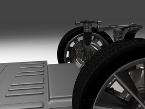 tesla model s with chassis-interior hdri Model 3D