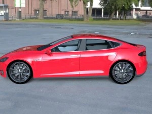 tesla model s with chassis-interior hdri 3D Model