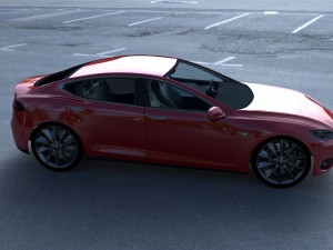 tesla model s with chassis-interior hdri Model 3D