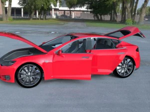 tesla model s with chassis-interior hdri 3D Model