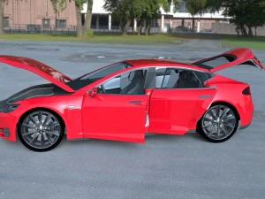 tesla model s with chassis-interior hdri 3D Model