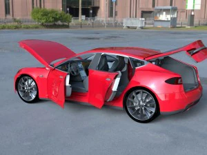 tesla model s with chassis-interior hdri 3D Model