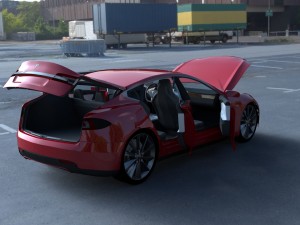 tesla model s with chassis-interior hdri Model 3D