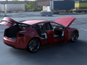 tesla model s with chassis-interior hdri Model 3D