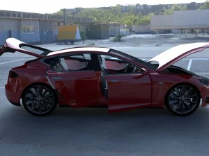 tesla model s with chassis-interior hdri 3D Model