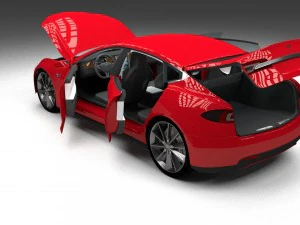 tesla model s with chassis-interior hdri 3D Model