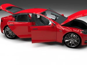 tesla model s with chassis-interior hdri 3D Model