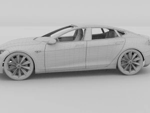 tesla model s with chassis-interior hdri 3D Model