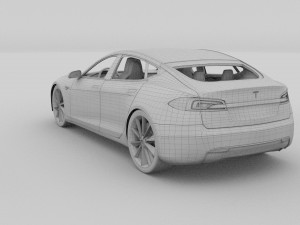 tesla model s with chassis-interior hdri Model 3D