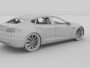 tesla model s with chassis-interior hdri 3D Model