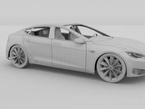tesla model s with chassis-interior hdri 3D Model