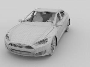 tesla model s with chassis-interior hdri Model 3D