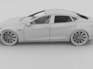 tesla model s with chassis-interior hdri Model 3D