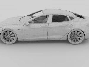 tesla model s with chassis-interior hdri 3D Model