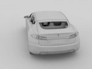 tesla model s with chassis-interior hdri 3D Model