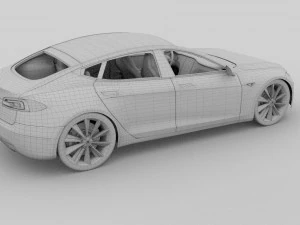 tesla model s with chassis-interior hdri 3D Model