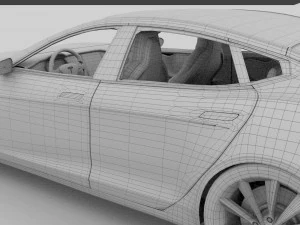 tesla model s with chassis-interior hdri 3D Model
