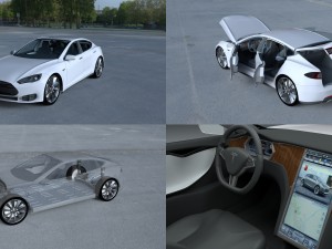 tesla model s with chassis-interior hdri 3D Model