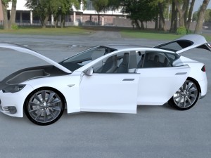 tesla model s with chassis-interior hdri 3D 모델
