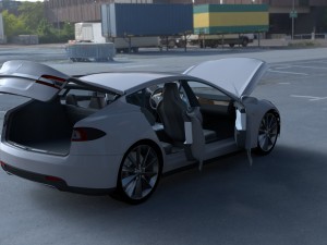 tesla model s with chassis-interior hdri 3D 모델