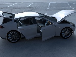 tesla model s with chassis-interior hdri 3D 모델