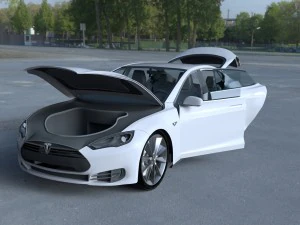 tesla model s dengan sasis-interior hdri Model 3D