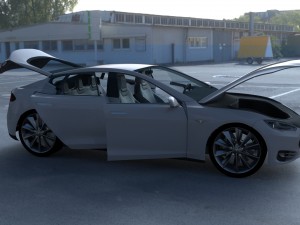 tesla model s with chassis-interior hdri 3D 모델