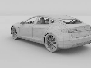 tesla model s dengan sasis-interior hdri Model 3D