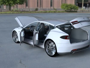 tesla model s dengan sasis-interior hdri Model 3D