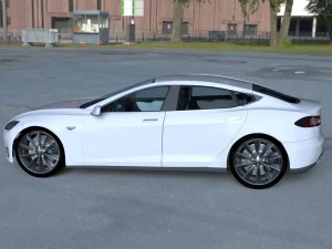 tesla model s dengan sasis-interior hdri Model 3D