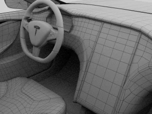 tesla model s dengan sasis-interior hdri Model 3D
