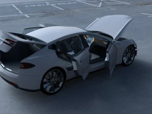 tesla model s dengan sasis-interior hdri Model 3D