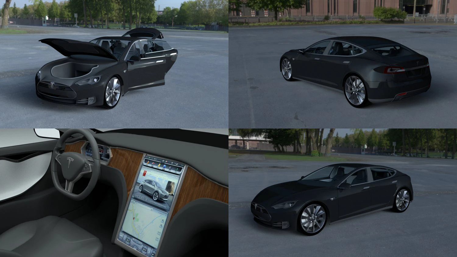 tesla modelo s com interior hdri Modelo 3D .c4d .max .obj .3ds .fbx .stl .blend 