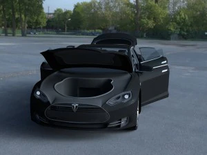 tesla modelo s com interior hdri Modelo 3D