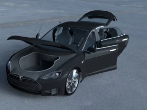 tesla modelo s com interior hdri Modelo 3D