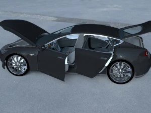 tesla modelo s com interior hdri Modelo 3D